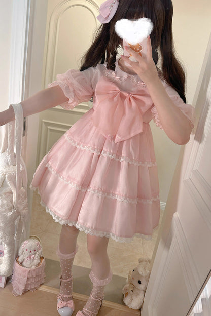 Sweet Lolita JSK - Seaside Pearls High Waisted, 2 Colors, High Waist, Bow Detail - additional product view 8