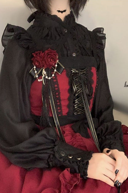 Sweet Lolita JSK - Seven Deadly Sins - Wrath, Red, Layered, Gothic Style, Lace Trim - additional product view 7