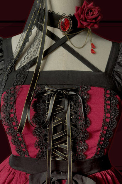 Sweet Lolita JSK - Seven Deadly Sins - Wrath, Red, Layered, Gothic Style, Lace Trim - additional product view 9