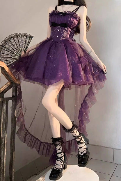 Sweet Lolita JSK - Shining, Purple, Bow Detail - Lolita Coordinate Dress - additional product view 2