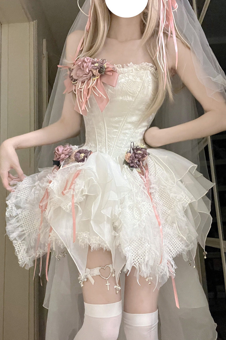 Sweet Lolita JSK - Sleepless Poem Fishbone, White, Bow Detail - additional product view 4