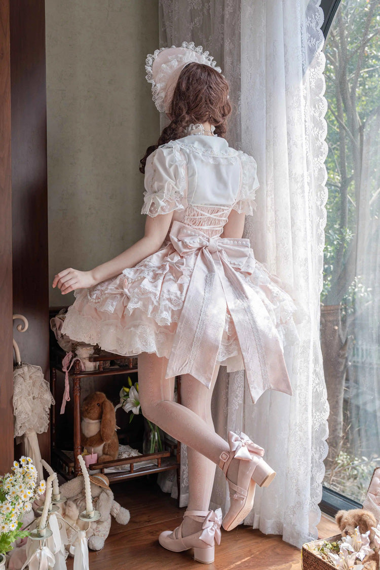 Sweet Lolita JSK - Small Cakes, Pink, Layered, Bow Detail, Lace Trim - additional product view 2