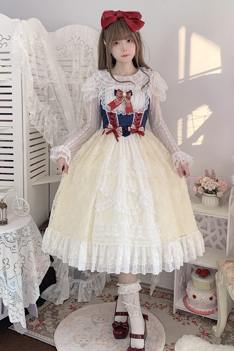 Sweet Lolita JSK - Snow White, White, Short Version, Long Version, Long Length - main product image