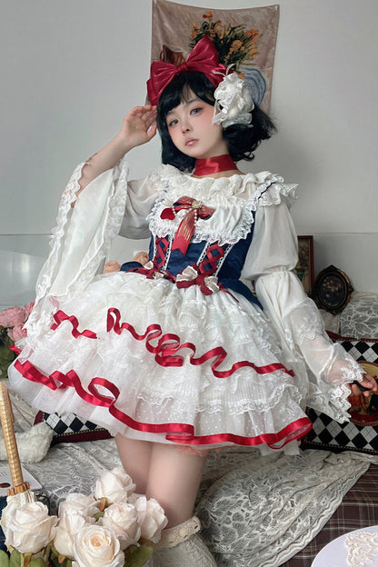 Sweet Lolita JSK - Snow White, White, Short Version, Long Version, Long Length - S White Short / M White Short / L White Short option