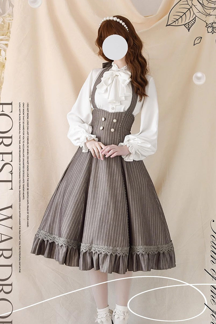 Sweet Lolita JSK - South Of The Forest, 4 Colors, Striped, Ruffled, Printed - additional product view 6