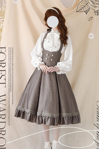 Sweet Lolita JSK - South Of The Forest, 4 Colors, Striped, Ruffled, Printed - additional product view 6