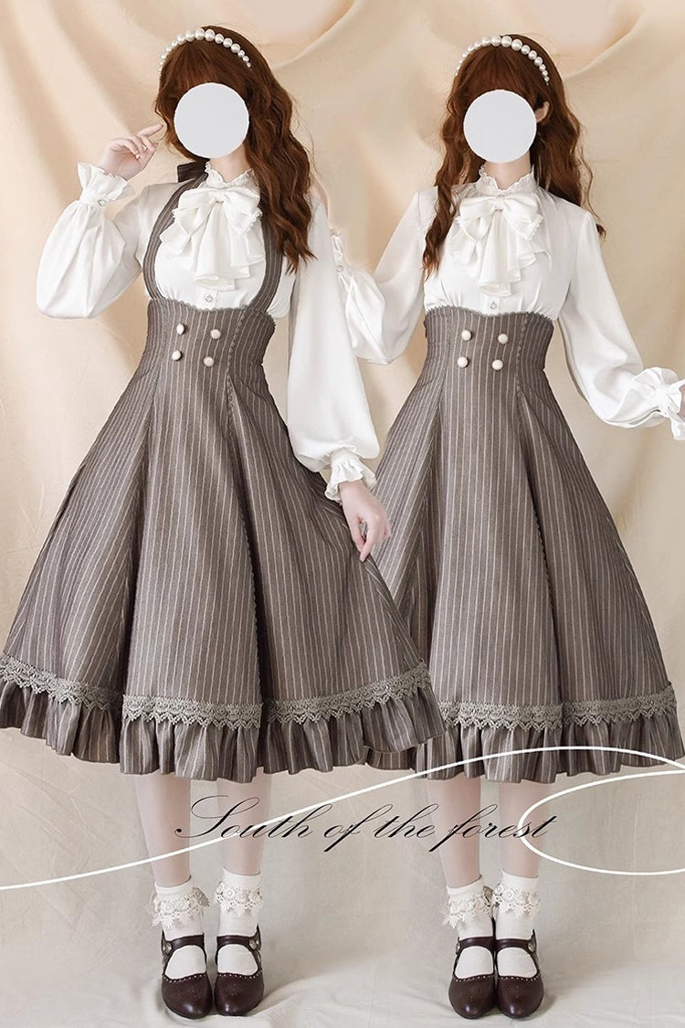 Sweet Lolita JSK - South Of The Forest, 4 Colors, Striped, Ruffled, Printed - additional product view 7