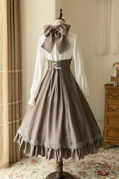 Sweet Lolita JSK - South Of The Forest, 4 Colors, Striped, Ruffled, Printed - additional product view 9