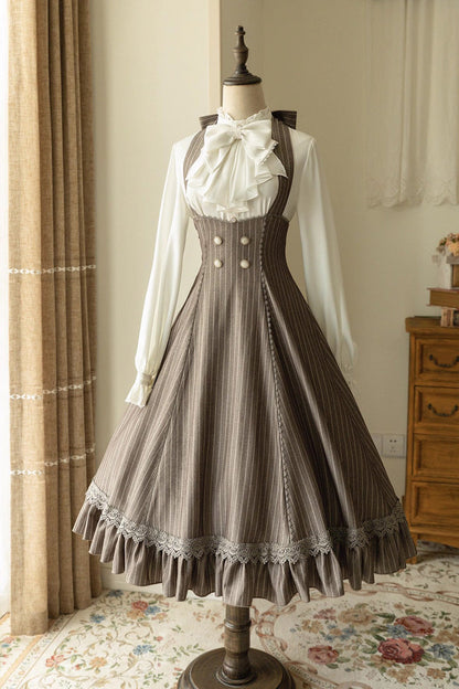 Sweet Lolita JSK - South Of The Forest, 4 Colors, Striped, Ruffled, Printed - main product image