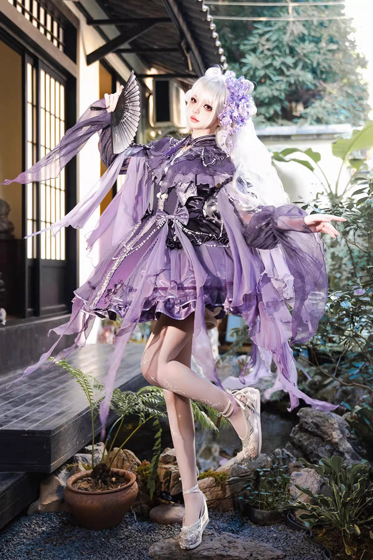 Sweet Lolita JSK - Stand Collar Embroidered, Purple, Detachable Detail, Stand Collar - additional product view 7