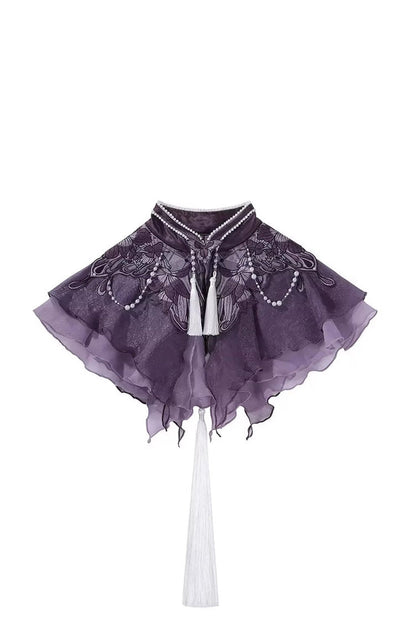 Sweet Lolita JSK - Stand Collar Embroidered, Purple, Detachable Detail, Stand Collar - S Cloud-Collar(Only) / M Cloud-Collar(Only) / L Cloud-Collar(Only) option