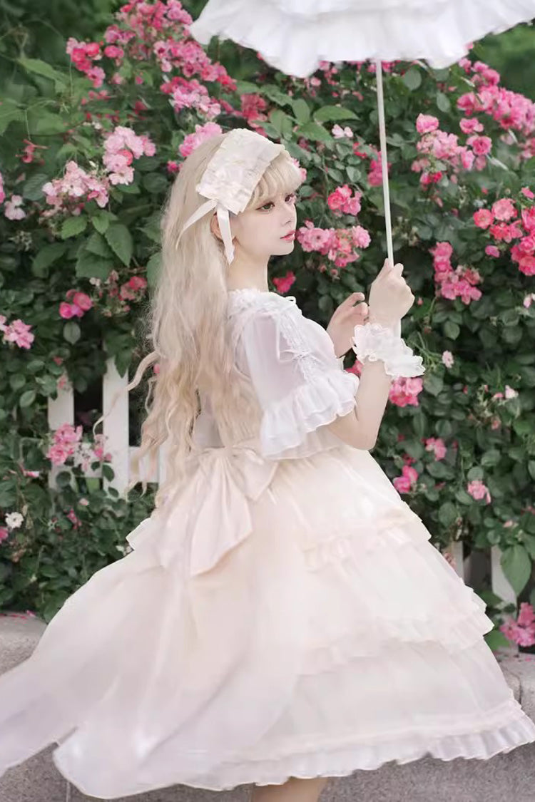 Sweet Lolita JSK - Star Gauze Romance Multi-layer, 2 Colors, Bow Detail, Ruffled - additional product view 2