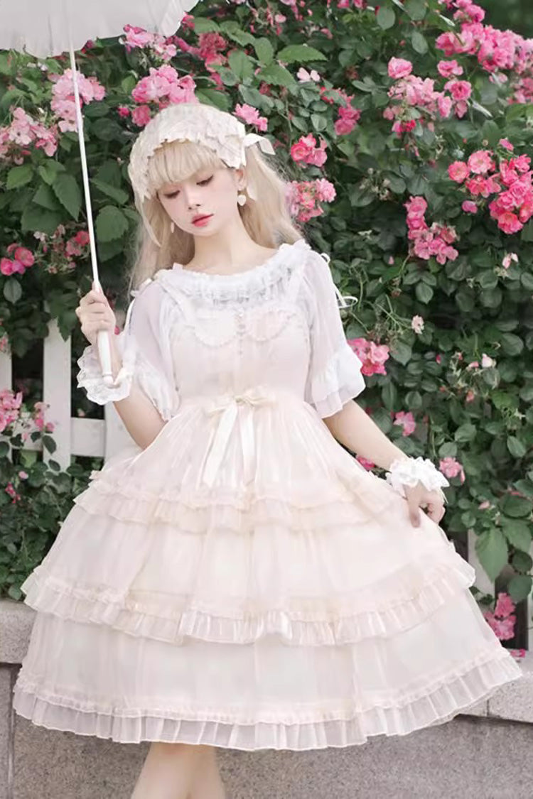Sweet Lolita JSK - Star Gauze Romance Multi-layer, 2 Colors, Bow Detail, Ruffled - additional product view 6
