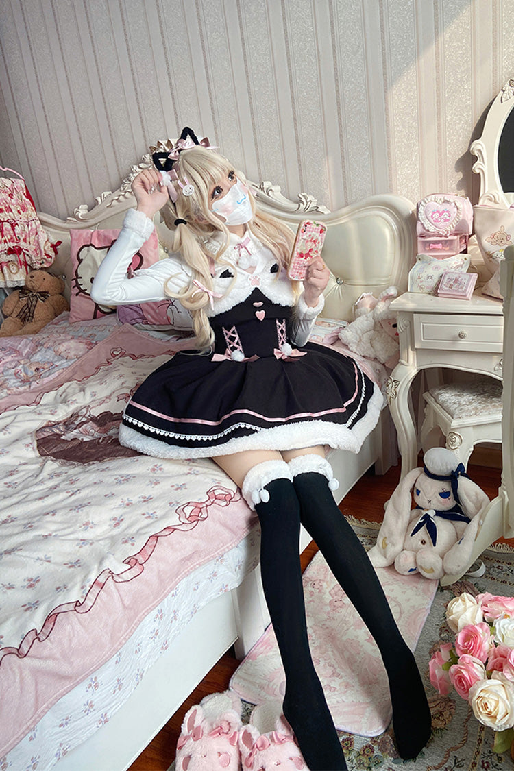 Sweet Lolita JSK - Star Who Meow, 3 Colors, Bow Detail, Layered - additional product view 6