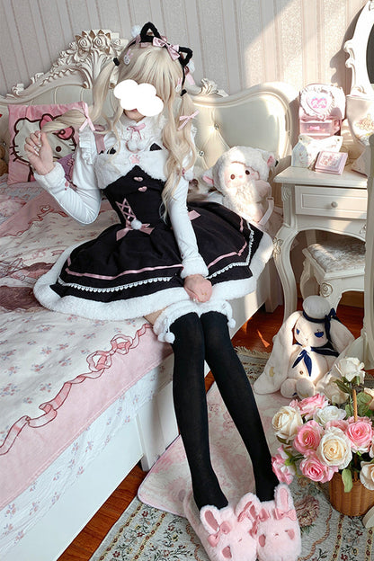 Sweet Lolita JSK - Star Who Meow, 3 Colors, Bow Detail, Layered - additional product view 7
