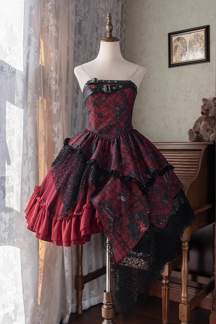 Sweet Lolita JSK - Strawberries Of Blood And Tears, Red, Gothic Style, Bow Detail - additional product view 3