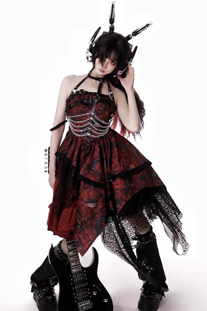 Sweet Lolita JSK - Strawberries Of Blood And Tears, Red, Gothic Style, Bow Detail - additional product view 4