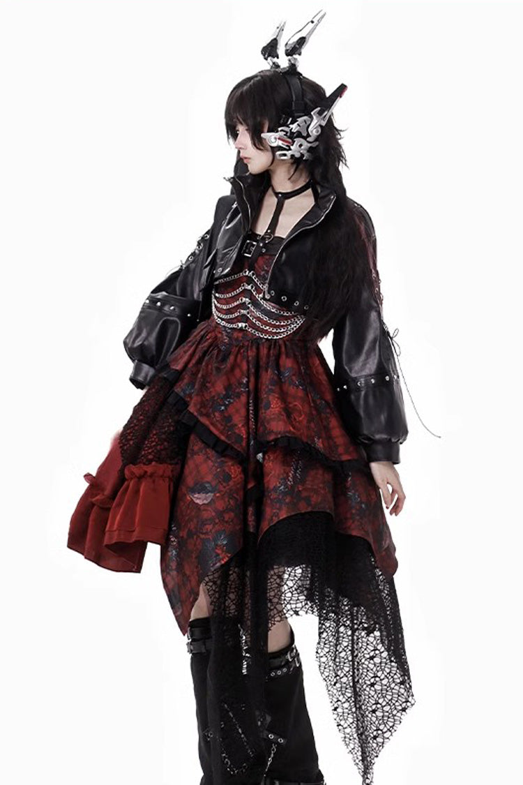 Sweet Lolita JSK - Strawberries Of Blood And Tears, Red, Gothic Style, Bow Detail - additional product view 6