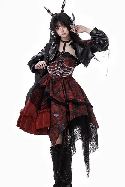 Sweet Lolita JSK - Strawberries Of Blood And Tears, Red, Gothic Style, Bow Detail - additional product view 8