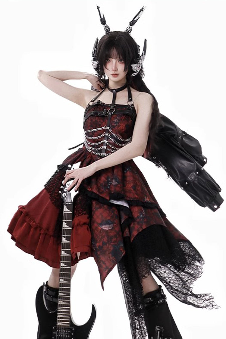 Sweet Lolita JSK - Strawberries Of Blood And Tears, Red, Gothic Style, Bow Detail - additional product view 10