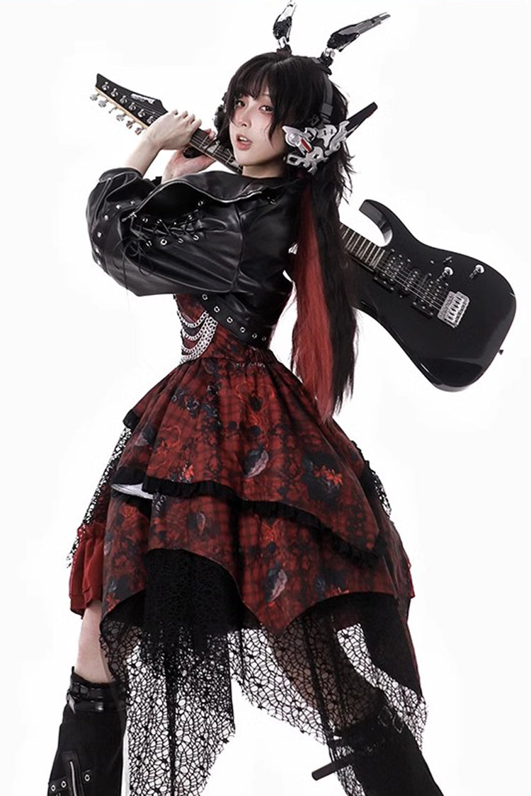 Sweet Lolita JSK - Strawberries Of Blood And Tears, Red, Gothic Style, Bow Detail - additional product view 11