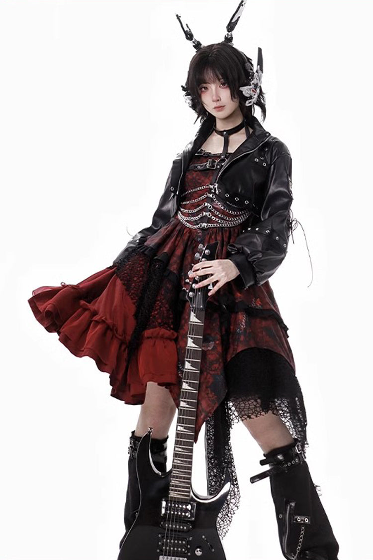 Sweet Lolita JSK - Strawberries Of Blood And Tears, Red, Gothic Style, Bow Detail - additional product view 12