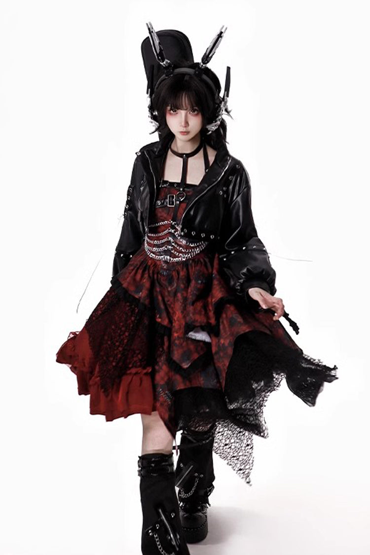 Sweet Lolita JSK - Strawberries Of Blood And Tears, Red, Gothic Style, Bow Detail - additional product view 14
