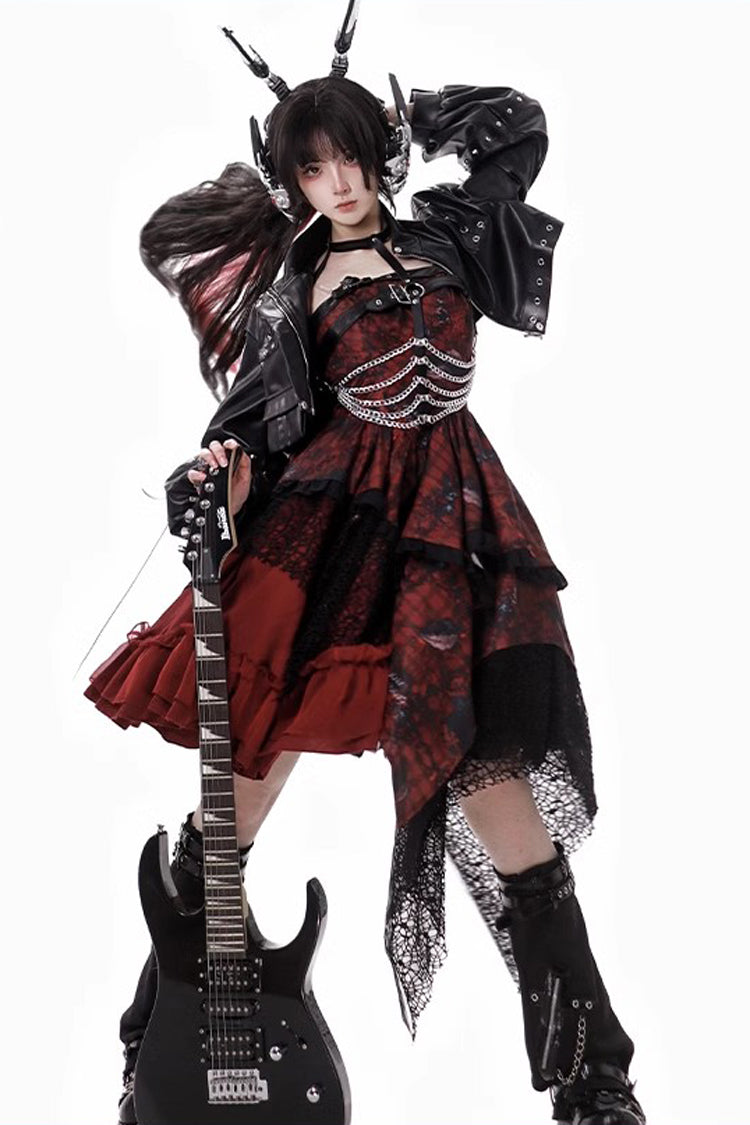 Sweet Lolita JSK - Strawberries Of Blood And Tears, Red, Gothic Style, Bow Detail - additional product view 15