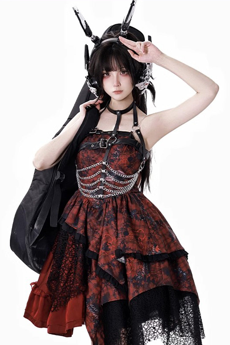 Sweet Lolita JSK - Strawberries Of Blood And Tears, Red, Gothic Style, Bow Detail - main product image