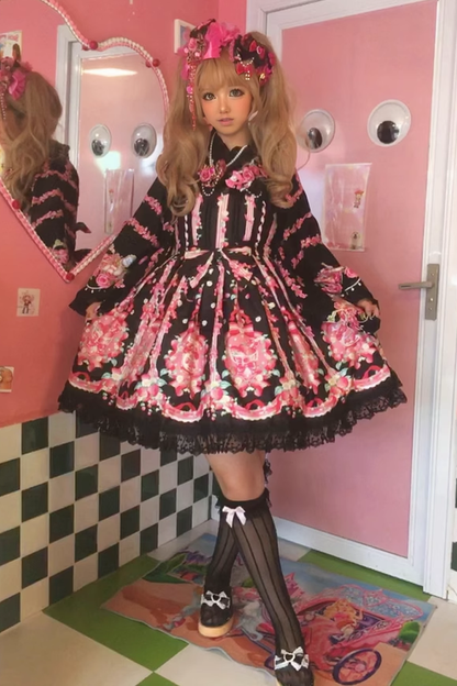 Sweet Lolita JSK - Strawberry Chef, 4 Colors, Printed, Bow Detail, Lace Trim - additional product view 9