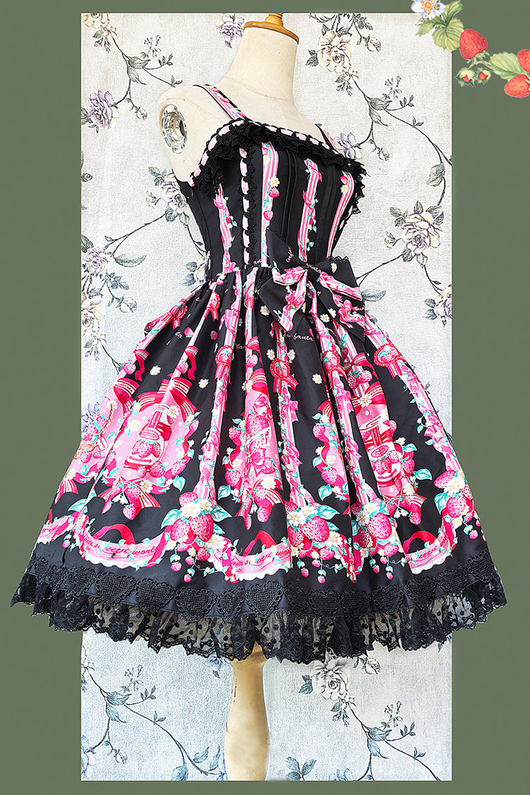 Sweet Lolita JSK - Strawberry Chef, 4 Colors, Printed, Bow Detail, Lace Trim - additional product view 13