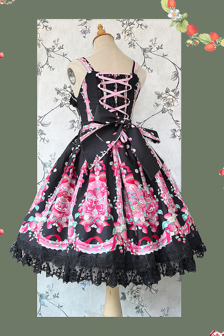 Sweet Lolita JSK - Strawberry Chef, 4 Colors, Printed, Bow Detail, Lace Trim - additional product view 14
