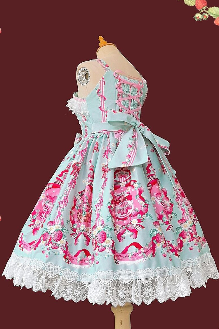 Sweet Lolita JSK - Strawberry Chef, 4 Colors, Printed, Bow Detail, Lace Trim - additional product view 16