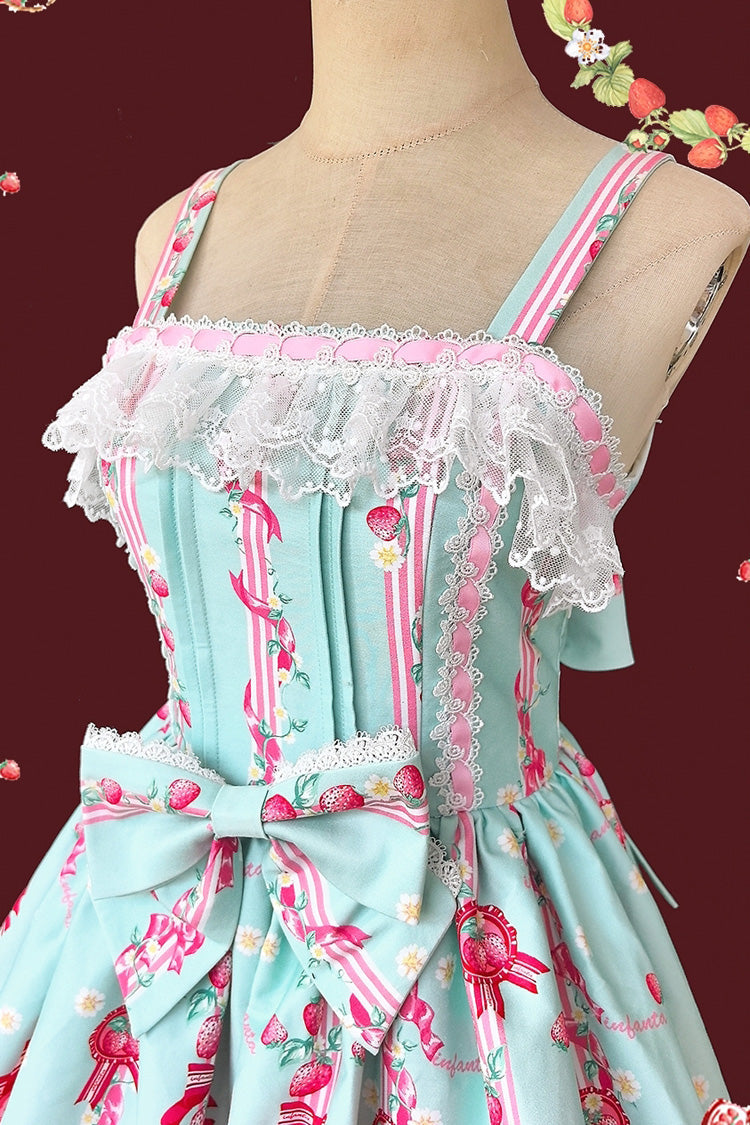 Sweet Lolita JSK - Strawberry Chef, 4 Colors, Printed, Bow Detail, Lace Trim - additional product view 17