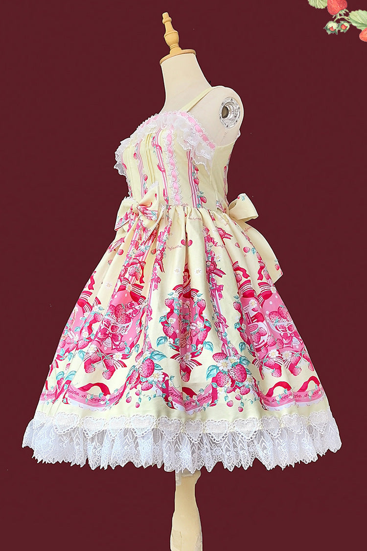 Sweet Lolita JSK - Strawberry Chef, 4 Colors, Printed, Bow Detail, Lace Trim - additional product view 19
