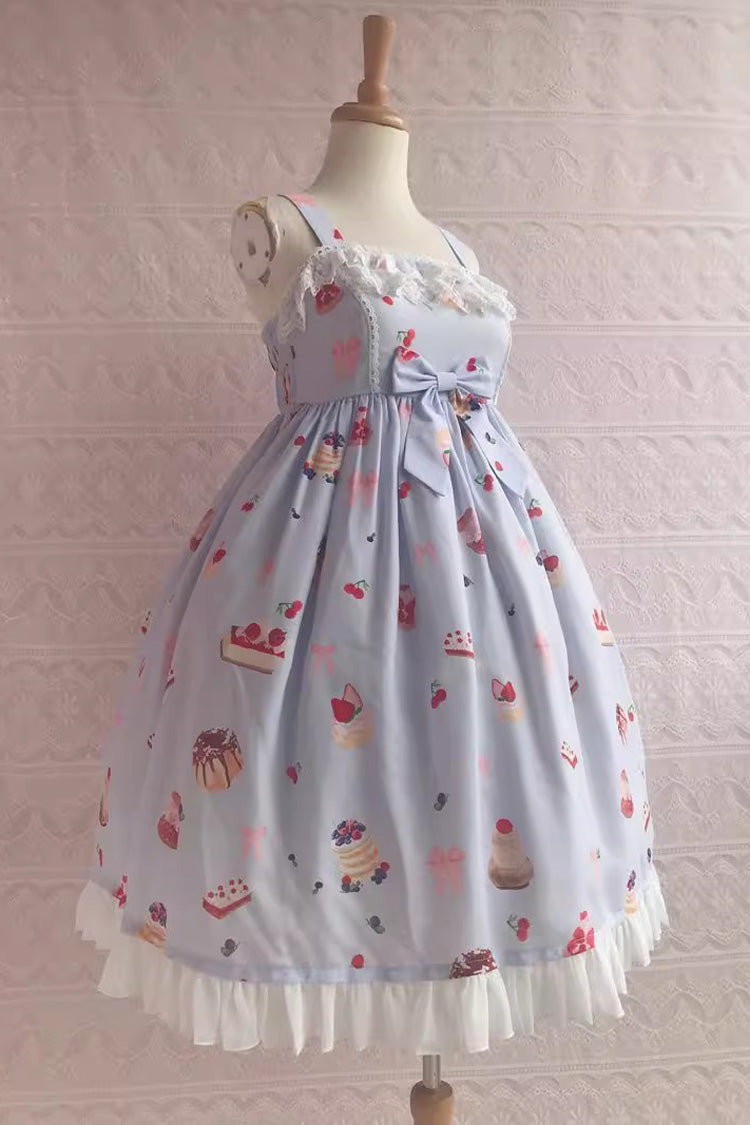 Sweet Lolita JSK - Strawberry Fruit Dessert Print, 5 Colors, Lace Trim, Ruffled, Printed - additional product view 5