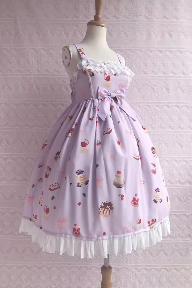 Sweet Lolita JSK - Strawberry Fruit Dessert Print, 5 Colors, Lace Trim, Ruffled, Printed - additional product view 7
