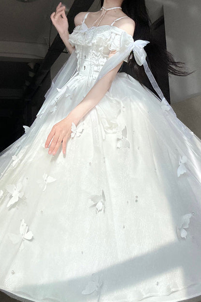 Sweet Lolita JSK - Summer Wind Chimes, White, Bow Detail - Lolita Coordinate Dress - additional product view 5
