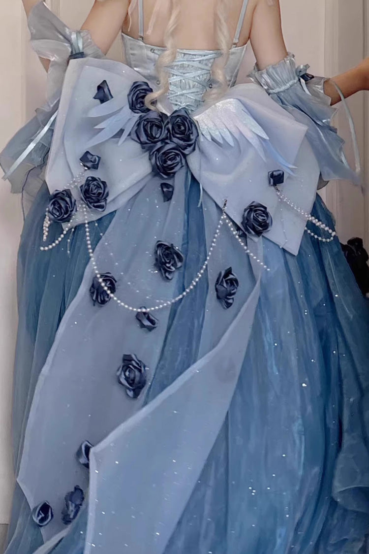 Sweet Lolita JSK - Swan Wonderland, Blue, High-Low Hem, Lace Trim, Embroidered - additional product view 6