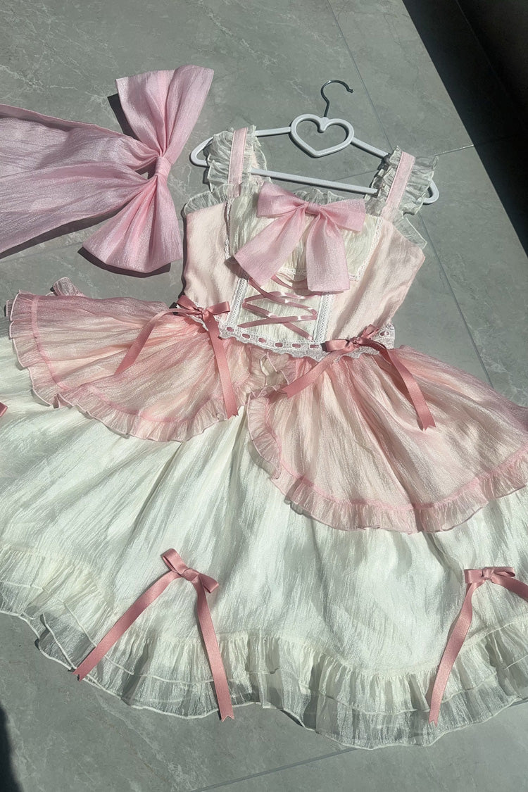 Sweet Lolita JSK - Sweet Sakura Bow, 2 Colors, Bow Detail, Ruffled, Layered - additional product view 2