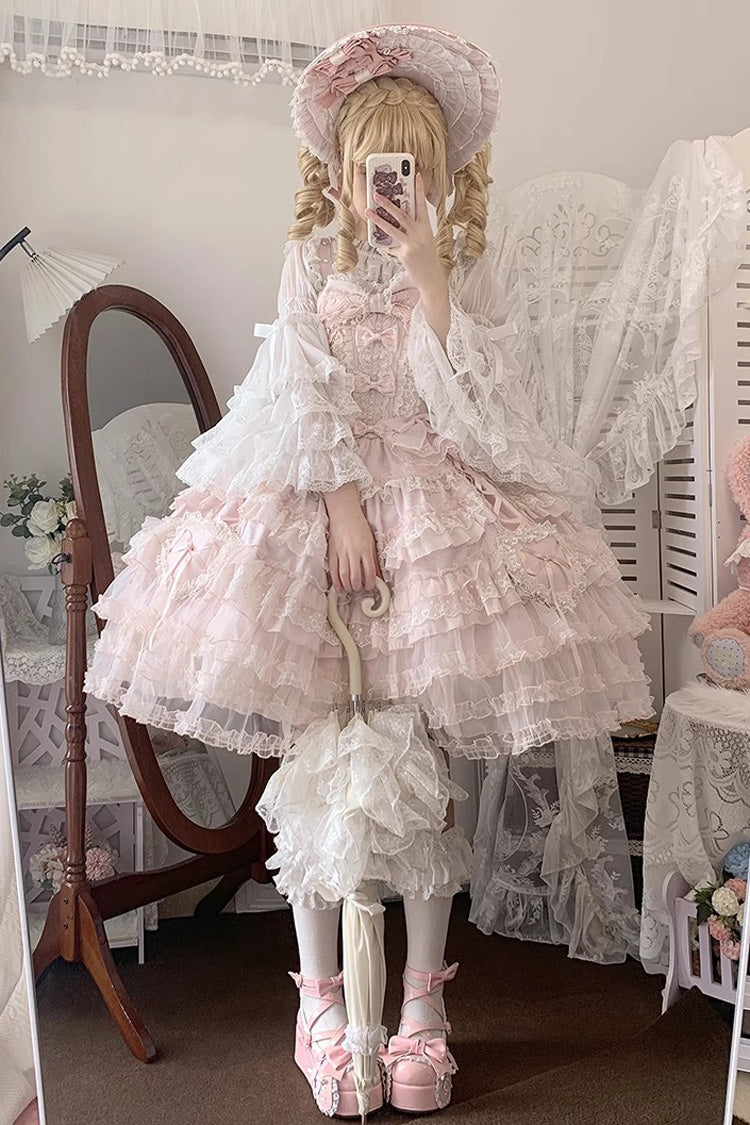 Sweet Lolita JSK - Sweetheart Diary, Pink, Layered, Bow Detail, Lace Trim - additional product view 7