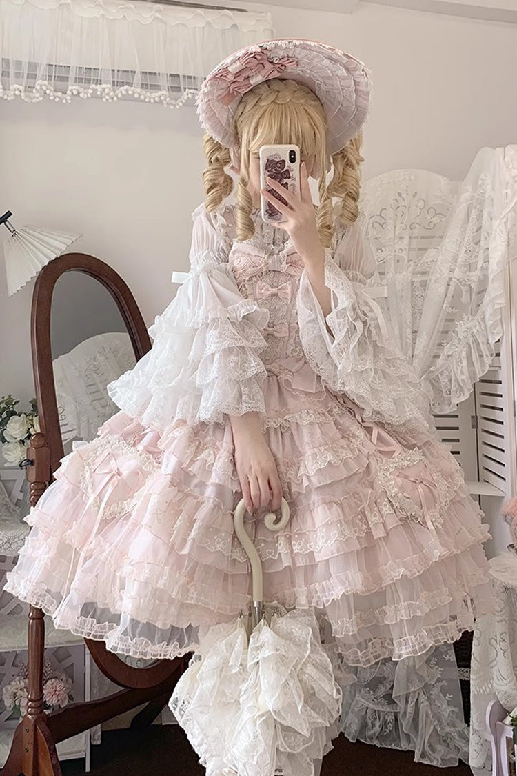 Sweet Lolita JSK - Sweetheart Diary, Pink, Layered, Bow Detail, Lace Trim - additional product view 8