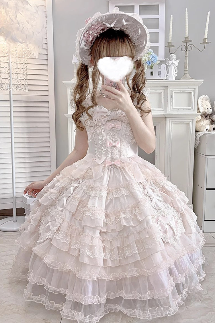 Sweet Lolita JSK - Sweetheart Diary, Pink, Layered, Bow Detail, Lace Trim - additional product view 14