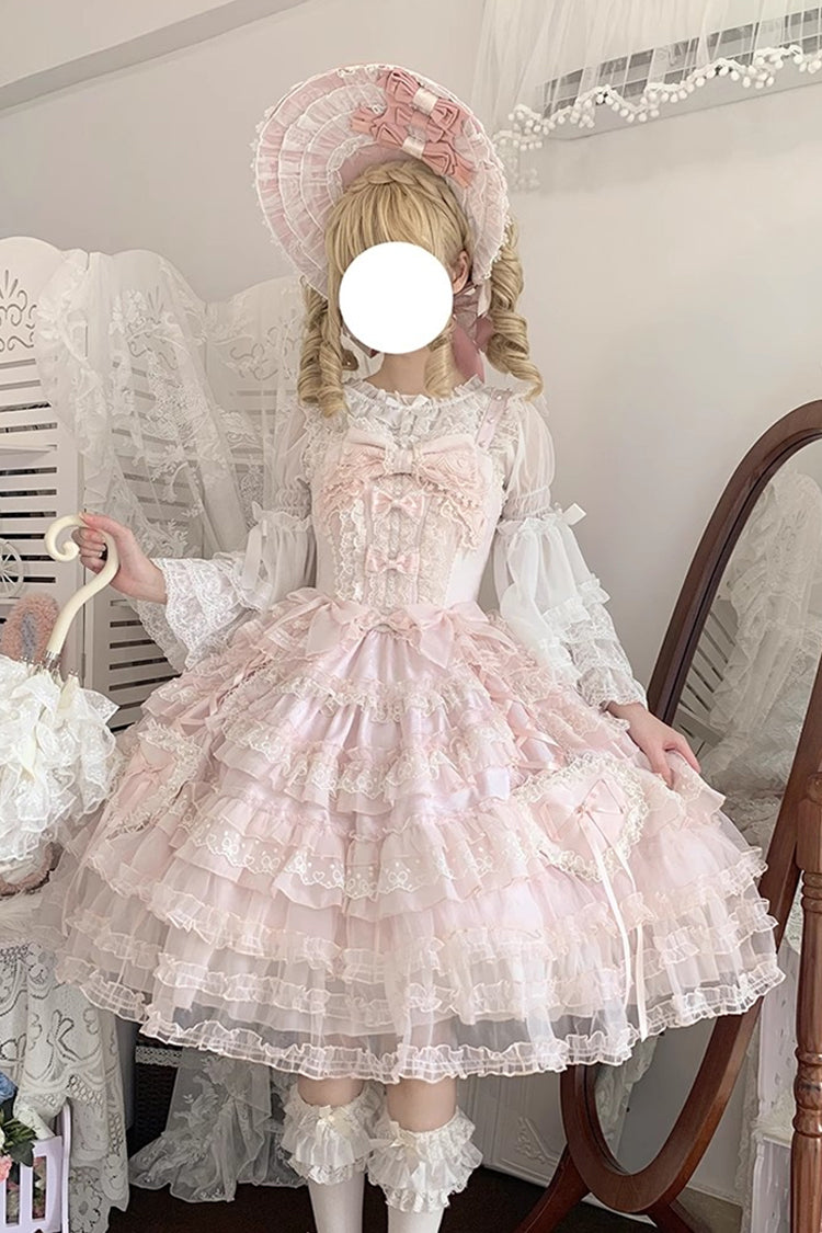 Sweet Lolita JSK - Sweetheart Diary, Pink, Layered, Bow Detail, Lace Trim - additional product view 15