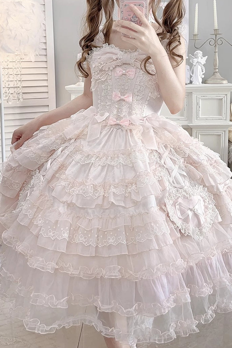 Sweet Lolita JSK - Sweetheart Diary, Pink, Layered, Bow Detail, Lace Trim - additional product view 18