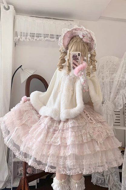 Sweet Lolita JSK - Sweetheart Diary, Pink, Layered, Bow Detail, Lace Trim - additional product view 19