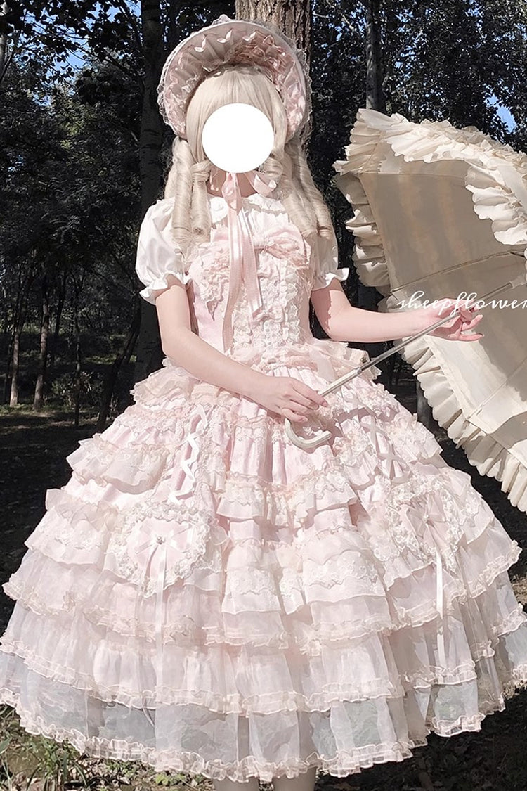 Sweet Lolita JSK - Sweetheart Diary, Pink, Layered, Bow Detail, Lace Trim - additional product view 21