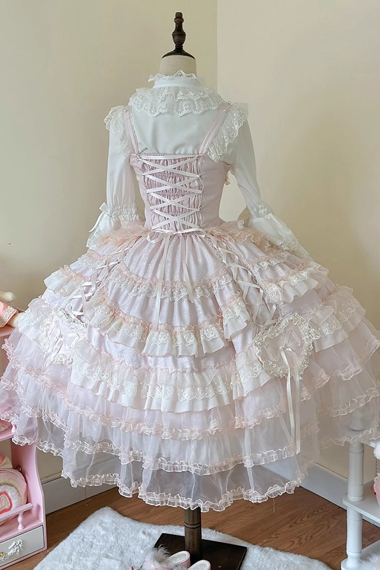 Sweet Lolita JSK - Sweetheart Diary, Pink, Layered, Bow Detail, Lace Trim - additional product view 22