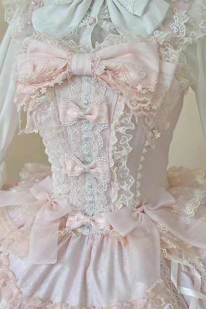 Sweet Lolita JSK - Sweetheart Diary, Pink, Layered, Bow Detail, Lace Trim - additional product view 23