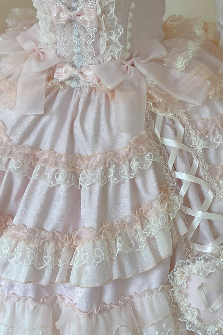 Sweet Lolita JSK - Sweetheart Diary, Pink, Layered, Bow Detail, Lace Trim - additional product view 24